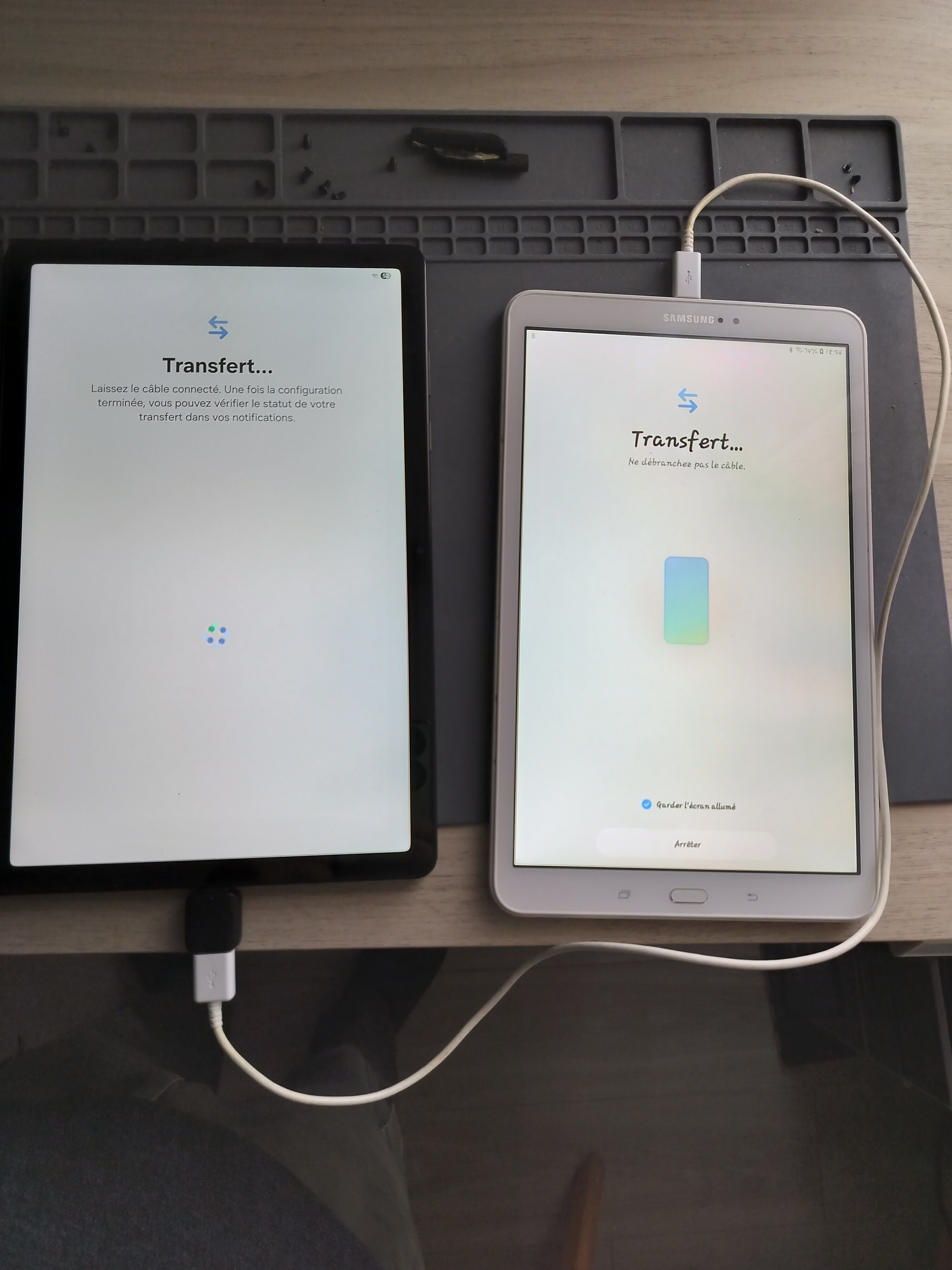 Transfert de données entre deux tablettes Samsung