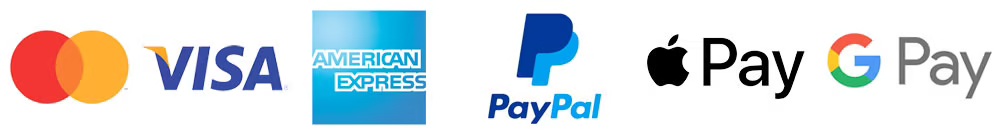 Moyens de paiement acceptés : Mastercard, Visa, American Express, PayPal, Apple Pay, Google Pay